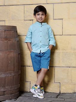 ZACH & KIKI - Linen Blend Cotton Shirt -Green