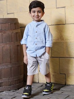 ZACH & KIKI - Linen Blend Cotton Shirt -Blue