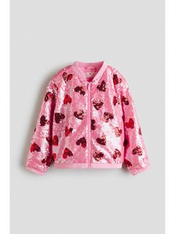 H&M - Girls Pink Sequined Bomber Jacket