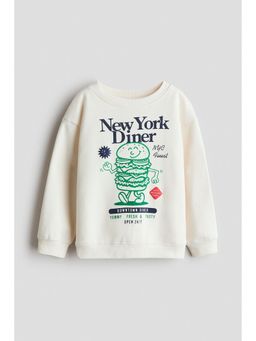 H&M - Boys White Printed Brushed-Inside Sweatshirt