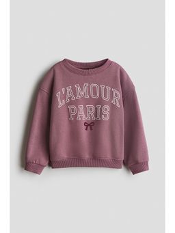H&M - Girls Mauve Print-Motif Brushed-Inside Sweatshirt
