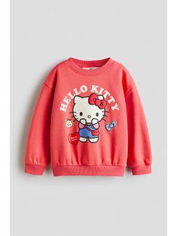 H&M - Girls Red Printed Brushed-Inside Sweatshirt
