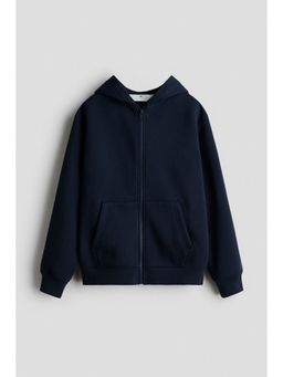 H&M - Boys Navy Blue Brushed-Inside Zip-Through Hoodie