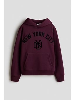 H&M - Boys Maroon Print-Motif Brushed-Inside Hoodie