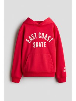 H&M - Boys Red Print-Motif Brushed-Inside Hoodie