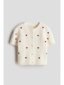 H&M - Girls White Short-Sleeved Cardigan