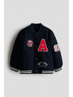 H&M - Boys Navy Blue Motif-Detail Baseball Jacket