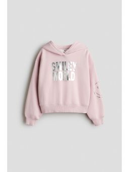 H&M - Girls Pink Print-Motif Brushed-Inside Hoodie