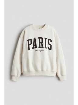 H&M - Girls Beige Print-Motif Sweatshirt