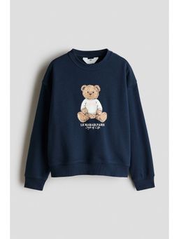 H&M - Girls Blue Print-Motif Sweatshirt