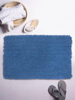 BIANCA - Blue Thick Shaggy Anti Slip Bath Mat