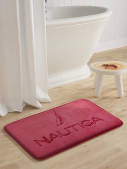 Nautica - Maroon Luxurious Memory Foam Non-Skid Bath Rug