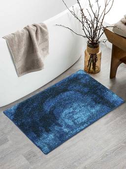 BIANCA - Blue Super Soft Designer Anti Slip Bath Mat