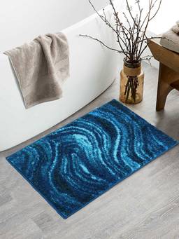 BIANCA - Blue Super Soft Designer Anti Slip Bath Mat