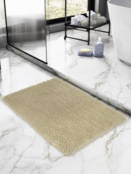 BIANCA - Beige Thick Shaggy Anti Slip Bath Mat