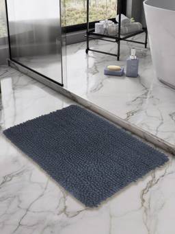 BIANCA - Grey Thick Shaggy Anti Slip Bath Mat