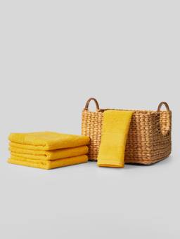KOPA - Yellow Quick Dry 100% Cotton Soft Terry Face Towel (Pack of 4)