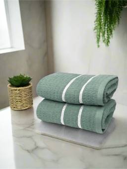 BIANCA - Green Extra Plush Turkish Terry Hand Towel (Pack of 2)