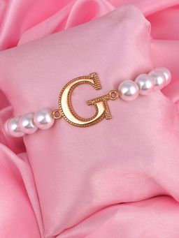 Estele - Rose Gold Plated Glowing G Letter Pearl Bracelet for Women