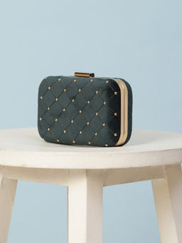 Label Ritu Kumar - Dark Green Wishbone Embellished Clutch