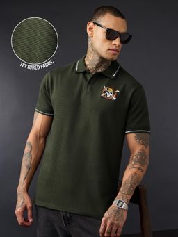 The Souled Store - Olive Official One Piece: Pirate Sign Men Polo T-Shirt
