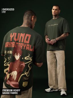 The Souled Store - Official Olive Clover: Yuno Men Oversized T-Shirt