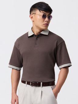 The Souled Store - Oversized Polo: Brownstone Men Oversized Polo T-Shirt