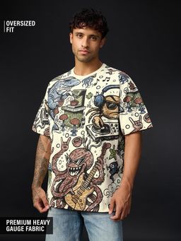 The Souled Store - Multi-Color Aqua Tales: Sea Animals Men Oversized T-shirt