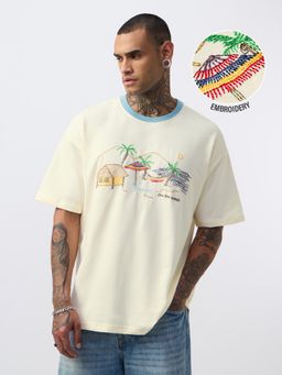 The Souled Store - Cream Tss Originals: On The Coast Men Oversized T-shirt