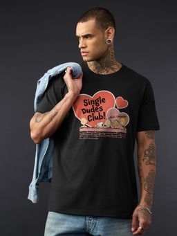 The Souled Store - Black Official Peanuts: Single Dudes Club Men T-Shirt