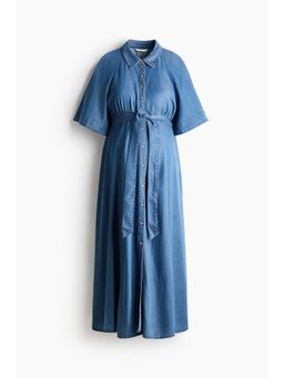 H&M - Women Blue Mama Tie-Belt Denim Dress