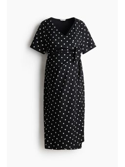 H&M - Women Black Mama Crinkled Wrap Dress