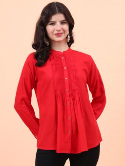 Aravalii - Solid Pintex Red Top