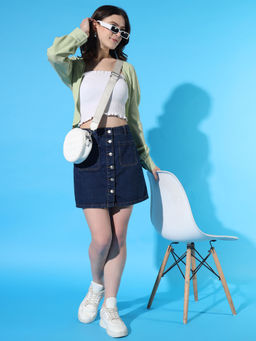 BROOWL - Womens Green Solid Shrug