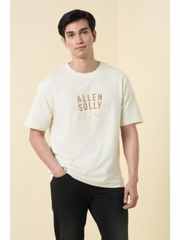 Allen Solly - Mens Beige Graphic Print Crew Neck T-Shirt