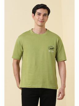 Allen Solly - Mens Olive Graphic Print Crew Neck T-Shirt