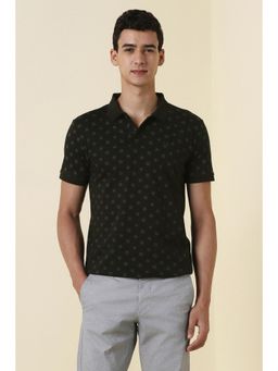 Allen Solly - Mens Black Print Polo T-Shirt