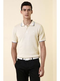 Allen Solly - Mens Beige Textured Polo T-Shirt