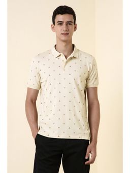 Allen Solly - Mens Beige Print Polo T-Shirt