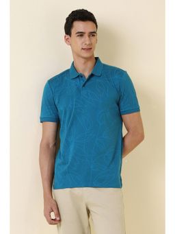 Allen Solly - Mens Blue Print Polo T-Shirt