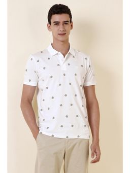 Allen Solly - Mens White Print Polo T-Shirt