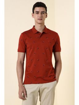 Allen Solly - Mens Red Print Polo T-Shirt