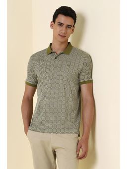 Allen Solly - Mens Olive Print Polo T-Shirt