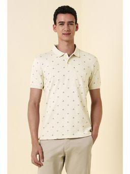 Allen Solly - Mens Beige Print Polo T-Shirt