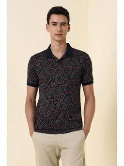Allen Solly - Mens Navy Blue Print Polo T-Shirt