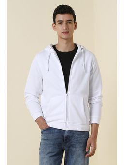 Allen Solly - Mens White Hooded Neck Full Sleeves Casual Jacket