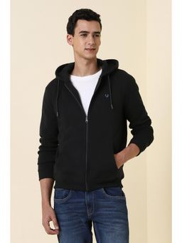 Allen Solly - Mens Black Hooded Neck Full Sleeves Casual Jacket