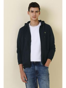 Allen Solly - Mens Navy Blue Hooded Neck Full Sleeves Casual Jacket