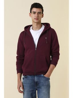 Allen Solly - Mens Maroon Hooded Neck Full Sleeves Casual Jacket