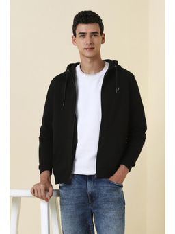 Allen Solly - Mens Black Hooded Neck Full Sleeves Casual Jacket